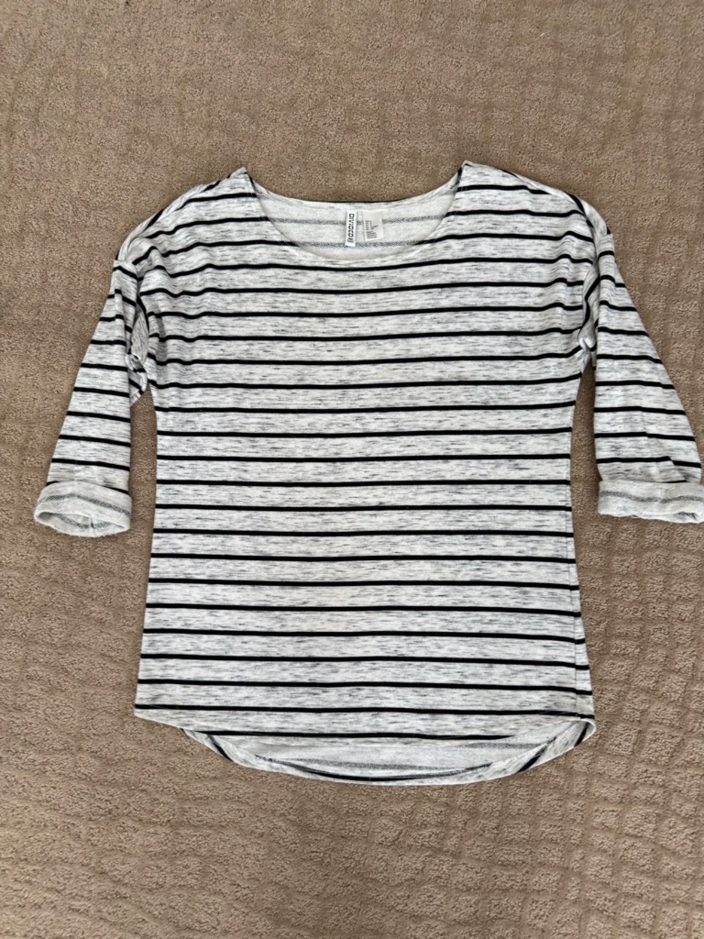 Divided Black & White Striped Long Sleeve Tee